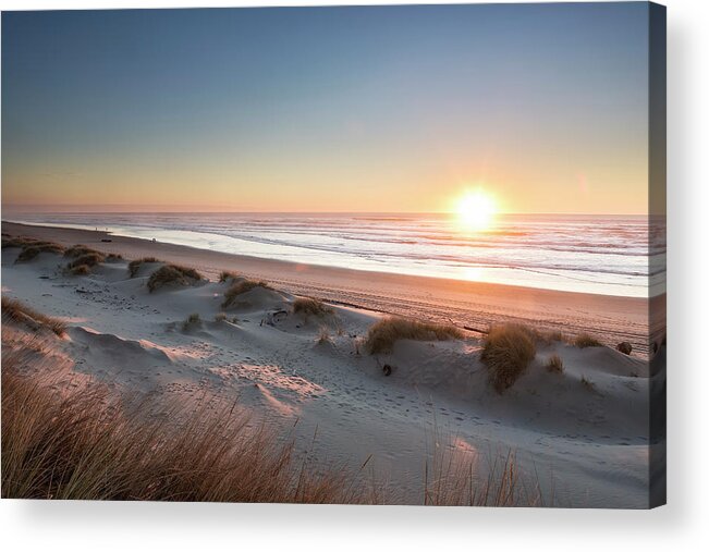 Sunset Acrylic Print featuring the photograph South Jetty Beach Sunset, No. 2 by Belinda Greb