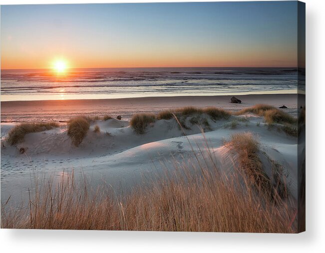 Sunset Acrylic Print featuring the photograph South Jetty Beach Sunset, No. 3 by Belinda Greb