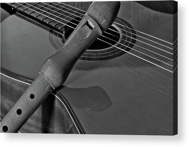 Spanish Guitar Acrylic Print featuring the photograph Spanish guitar and flute by Angelo DeVal