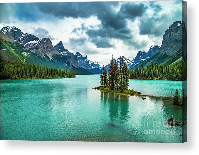 Maligne Lake Acrylic Print featuring the photograph Spirit Island by Darcy Dietrich