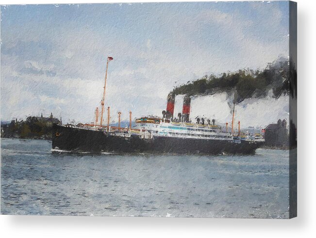 Steamer Acrylic Print featuring the digital art S.S. Frederik VIII by Geir Rosset