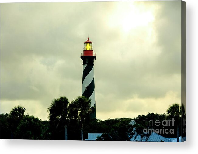 St. Augustine Lighthouse At Sunset Acrylic Print featuring the photograph St. Augustine Lighthouse At Sunset, Florida by Felix Lai