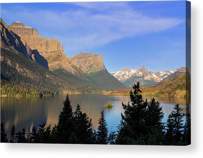 Glacier National Park Acrylic Print featuring the photograph St. Mary Lake Calm Morning by Jack Bell