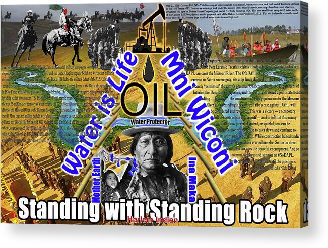 Standing Rock Acrylic Print featuring the digital art Standing With Standing Rock by Robert Running Fisher Upham