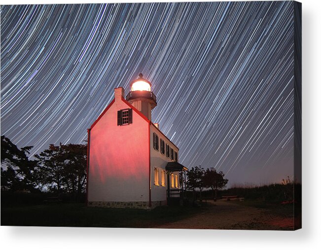 Lighthouse Acrylic Print featuring the photograph Star Trails Over East Point Light by Kristia Adams
