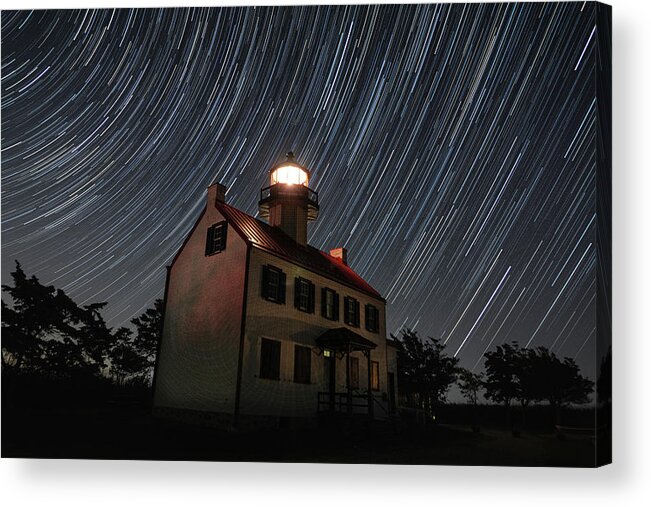 Star Acrylic Print featuring the photograph Star trails over East Point Lighthouse by Daniel Adams
