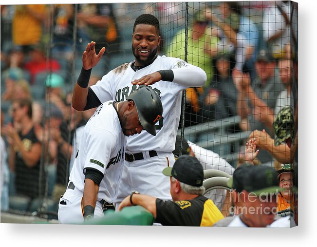 Three Quarter Length Acrylic Print featuring the photograph Starling Marte and Gregory Polanco by Justin K. Aller