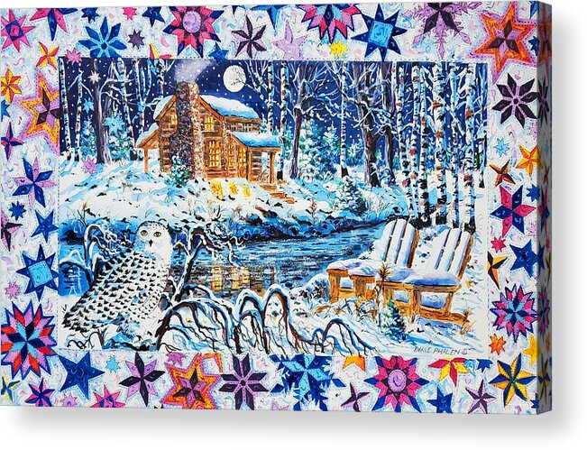 Snow Acrylic Print featuring the painting Starry Night Owl by Diane Phalen