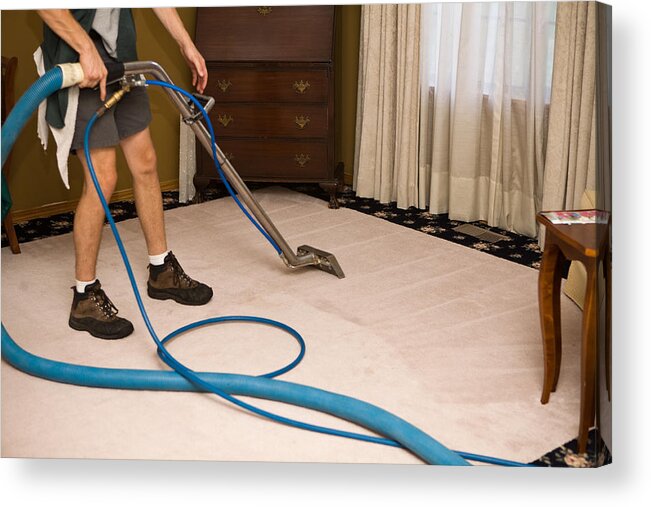 Expertise Acrylic Print featuring the photograph Steam Cleaning the Living Room by Bryngelzon