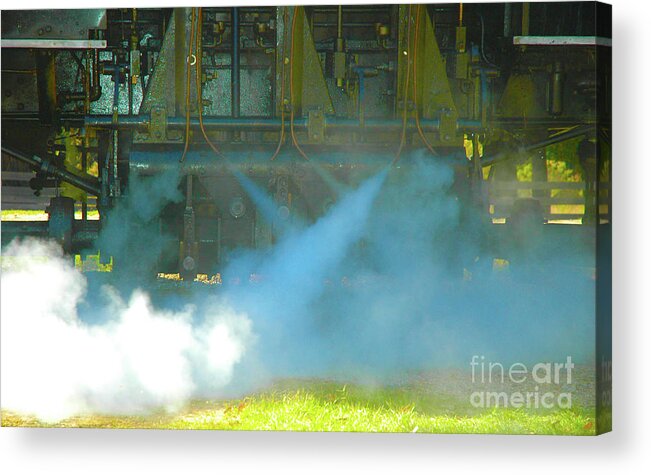 Train Acrylic Print featuring the digital art RAILROAD MACHINERY - Shay Locomotive Blowing Off Steam by John and Sheri Cockrell