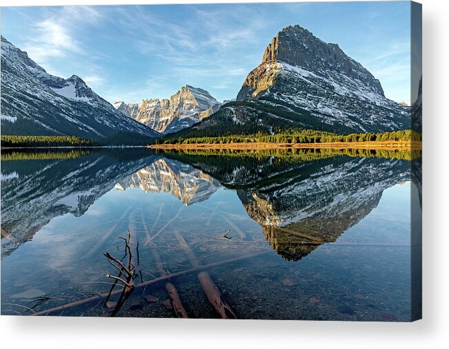 Swiftcurrent Lake Acrylic Print featuring the photograph Stillness in the Morning by Jack Bell