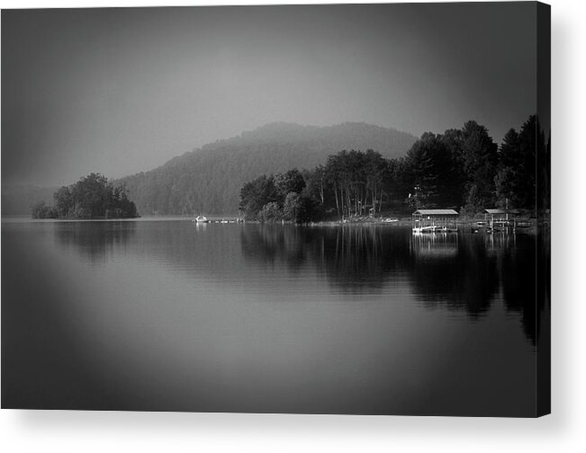 Black And White Acrylic Print featuring the photograph Stillness on Lake Chatuge by James C Richardson