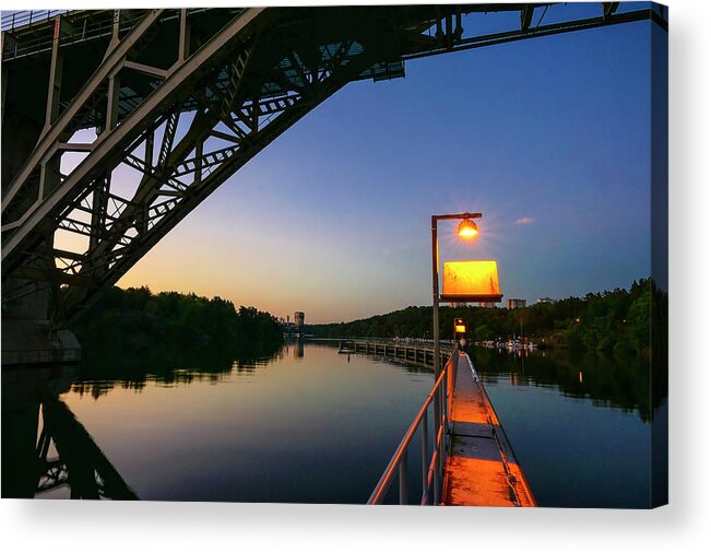 Arsta Bridge Acrylic Print featuring the photograph Stockholm waterway by Alexander Farnsworth