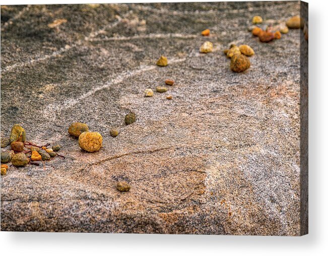New Hampshire Acrylic Print featuring the photograph Stones On A Boulder by Jeff Sinon