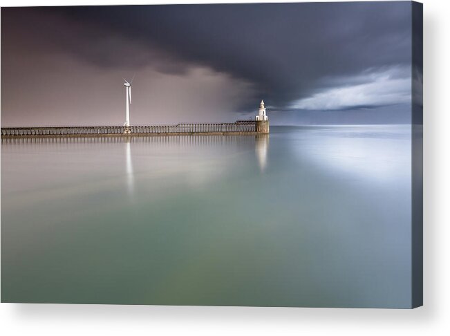 Storm Acrylic Print featuring the photograph Storm Front - Blyth Pier by Anita Nicholson