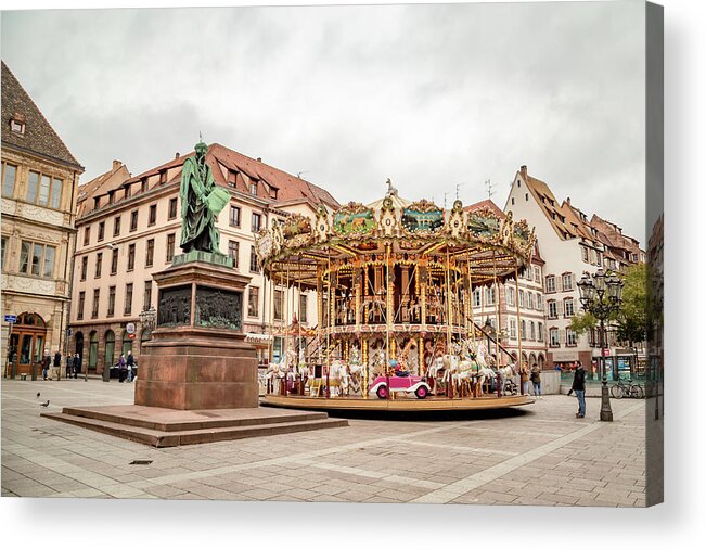 Alsace Acrylic Print featuring the photograph Strasbourg Carousel by Cindy Robinson