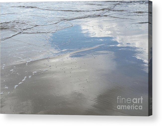 Sea Water Acrylic Print featuring the photograph Subtle waves and reflection in the wet sand by Adriana Mueller