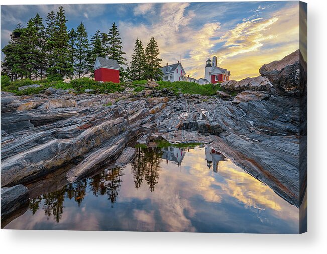 Pemaquid Point Lighthouse Acrylic Print featuring the photograph Summer Morning at Pemaquid Point Lighthouse by Kristen Wilkinson