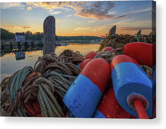 Maine Acrylic Print featuring the photograph Summer Morning on the Docks by Kristen Wilkinson