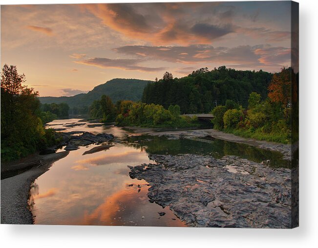 Sunset Acrylic Print featuring the photograph Sun setting over White River Junction by Daniel Brinneman