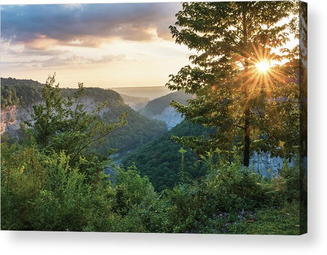 Letchworth State Park Acrylic Print featuring the photograph Sunrise At Letchworth State Park by Jim Vallee