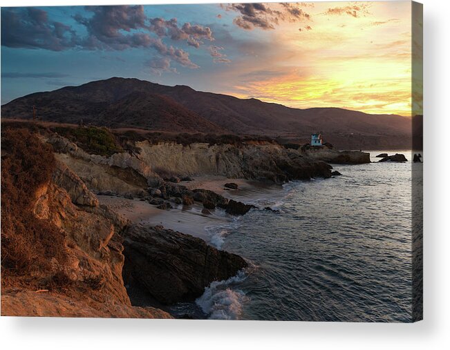 Beach Acrylic Print featuring the photograph Sunrise Over the Mountains and Ocean by Matthew DeGrushe