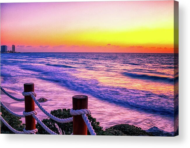 Cancun Acrylic Print featuring the photograph Sunrise in Cancun by Tatiana Travelways