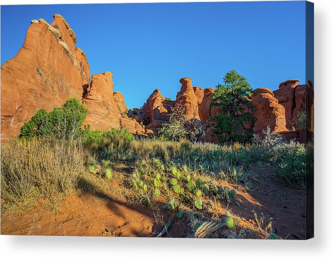 Arches National Park Acrylic Print featuring the photograph Sunrise on Hoo Doos by Ron Long Ltd Photography