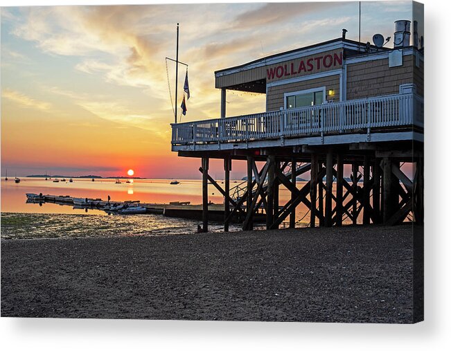 Quincy Acrylic Print featuring the photograph Sunrise on Wollaston Beach Quincy Massachusetts Yacht Club by Toby McGuire