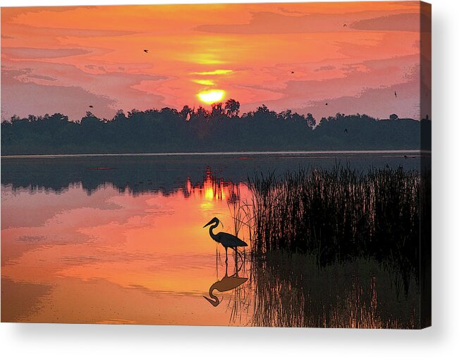 Sunrise Acrylic Print featuring the photograph Sunrise Over Lake Smart by Robert Carter