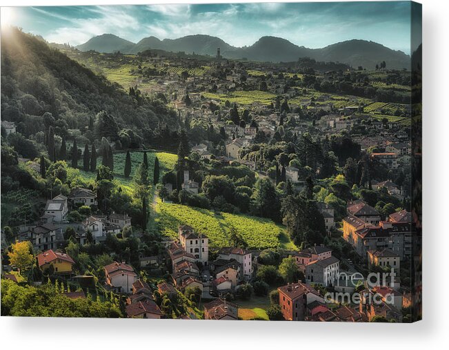 Valdobbiadene Acrylic Print featuring the photograph Sunrise over the country by The P