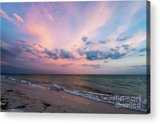 Sun Acrylic Print featuring the photograph Sunset Afterglow on the Beach by Beachtown Views