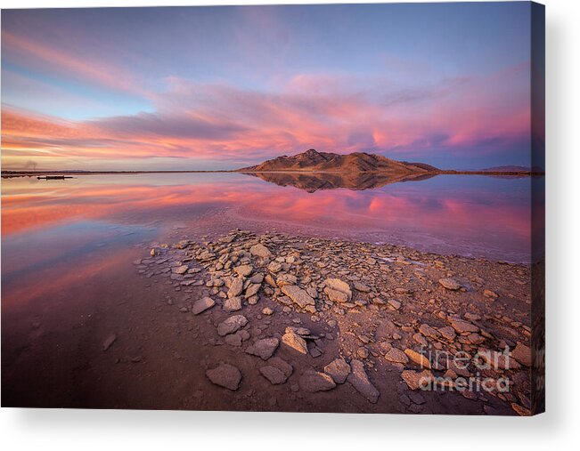 Great Acrylic Print featuring the photograph Sunset at a Favorite Spot on the Great Salt Lake by Spencer Baugh