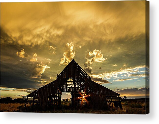 Barn Acrylic Print featuring the photograph Sunset at Mapleton Barn by Wesley Aston