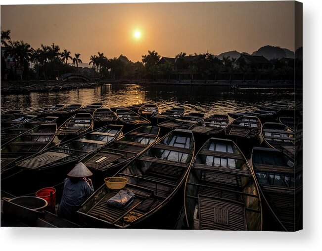 Ba Giot Acrylic Print featuring the photograph Sunset at Trang An by Arj Munoz