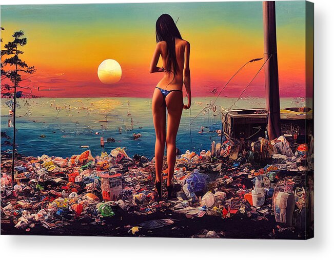 Figurative Acrylic Print featuring the digital art Sunset In Garbage Land 78 by Craig Boehman