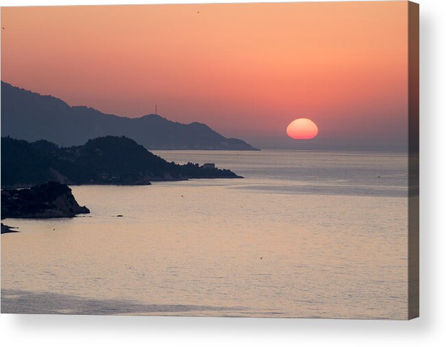 Scenics Acrylic Print featuring the photograph Sunset in the Aegean sea by George Pachantouris