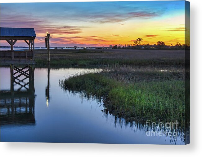 Shem Creek Acrylic Print featuring the photograph Sunset in the Marshes of Shem Creek by Shelia Hunt