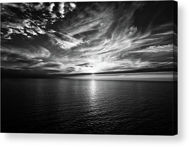 Sunset Acrylic Print featuring the photograph Sunset on the horizon at sea by Bernhard Schaffer