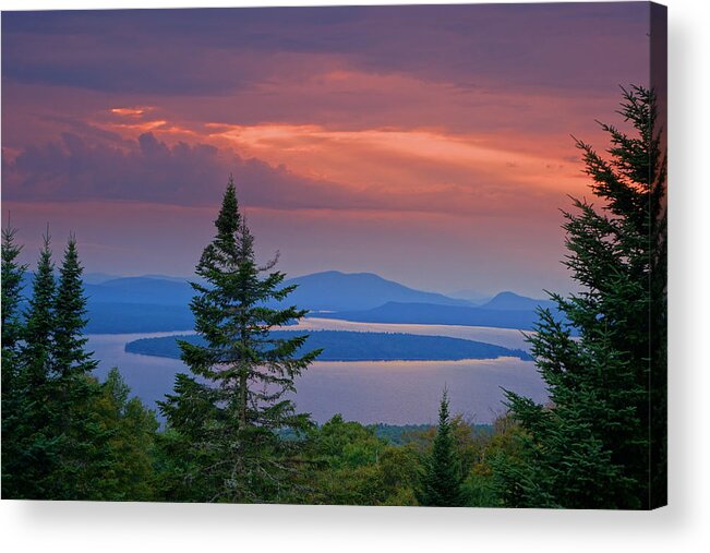 Sun Acrylic Print featuring the photograph Sunset Over Mooselookmeguntic Lake by Russ Considine