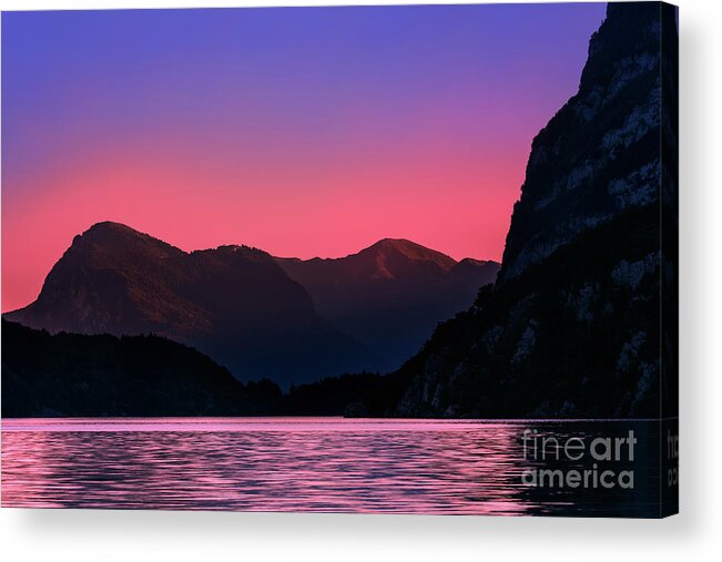 Lake Acrylic Print featuring the photograph Sunset over the lake by The P