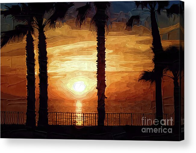 Sunset Acrylic Print featuring the digital art Sunset Over The Pacific by Kirt Tisdale