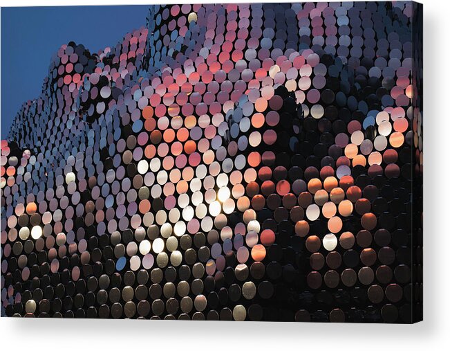 Subtile Acrylic Print featuring the photograph Sunset Reflection in Subtile Sculpture by Gary Geddes
