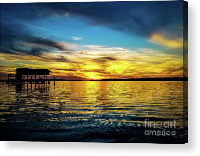 Sunset Acrylic Print featuring the photograph Sunset Reflection on Perdido Bay by Beachtown Views