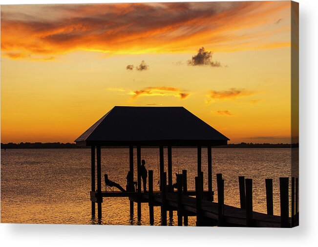 Sunset Acrylic Print featuring the photograph Sunset Fishing Timeout by Blair Damson