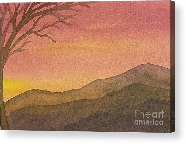 Sunset Acrylic Print featuring the painting Sunset Tree by Lisa Neuman