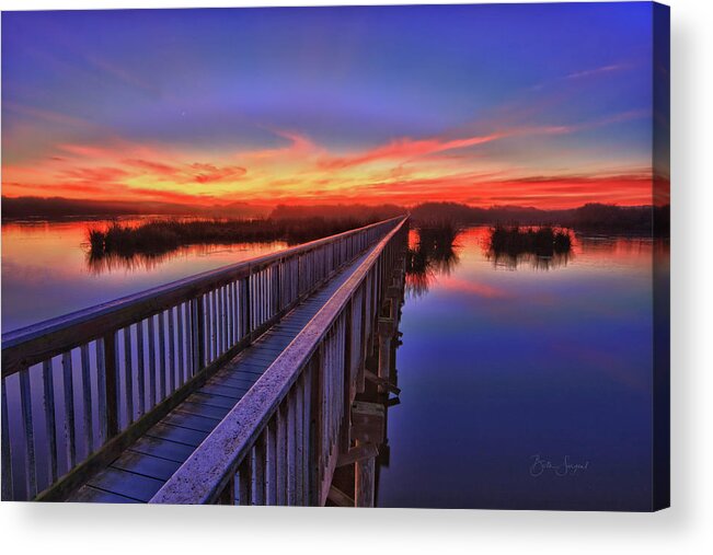 Oso Flaco Lake Acrylic Print featuring the photograph Sunset Walkway by Beth Sargent