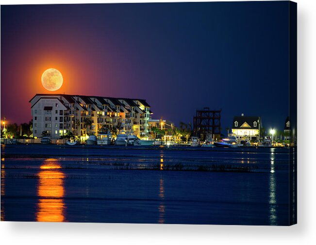 Moonrise Acrylic Print featuring the photograph Super Flower Moonrise by Robbie Bischoff