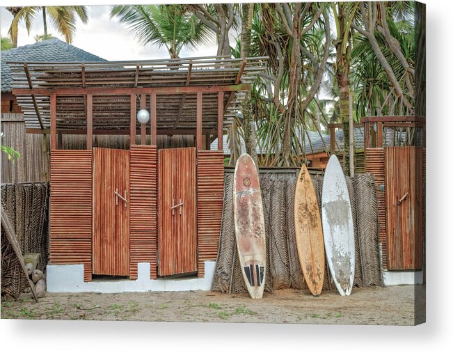 African Acrylic Print featuring the photograph Surfing Island Cabanas at Sunrise by Debra and Dave Vanderlaan