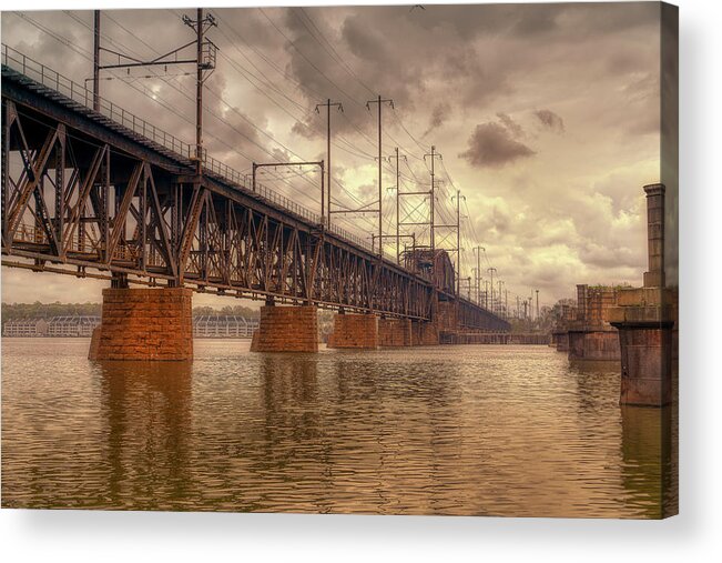 Amtrak Susquehanna River Bridge Acrylic Print featuring the photograph Susquehanna Railroad Bridge by Penny Polakoff